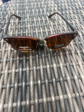 Classic Square Leopard Polarized Amber Lens Horn Rimmed Sunglasses New